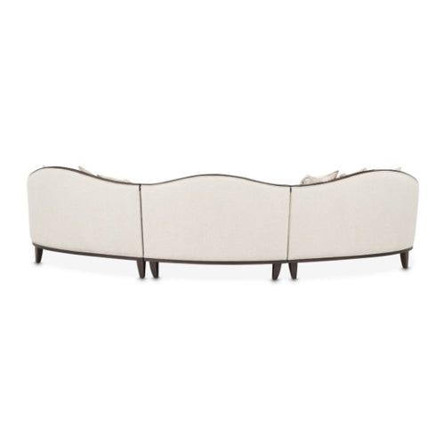 AICO Furniture Camellia Field RAF Loveseat Linen in Warm Pecan - Furniture Land (Milwaukee, WI)