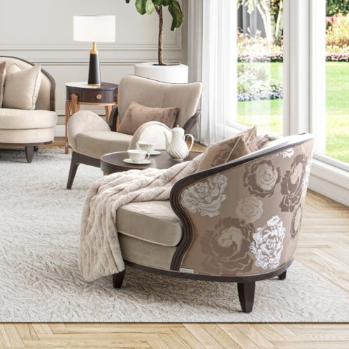 AICO Furniture Camellia Field Accent Chair Porchini in Warm Pecan - Furniture Land (Milwaukee, WI)