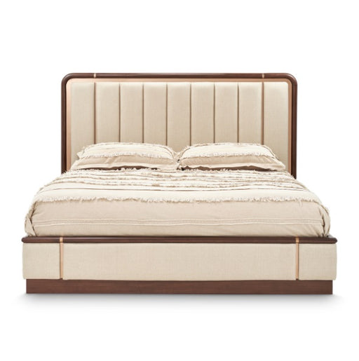 AICO Furniture Mason Park King Channel Tufted Bed in Umber - Furniture Land (Milwaukee, WI)