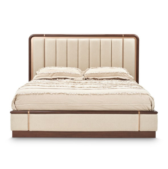 AICO Furniture Mason Park King Channel Tufted Bed in Umber - Furniture Land (Milwaukee, WI)