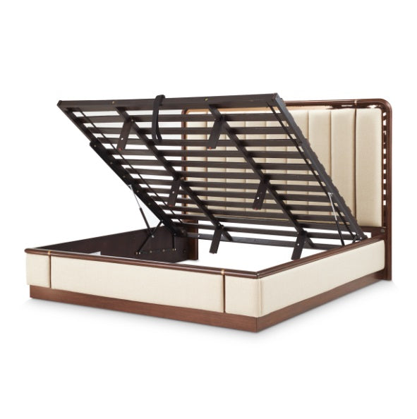 AICO Furniture Mason Park King Channel Tufted Bed in Umber - Furniture Land (Milwaukee, WI)