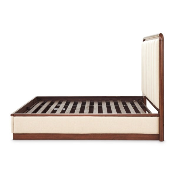 AICO Furniture Mason Park King Channel Tufted Bed in Umber - Furniture Land (Milwaukee, WI)