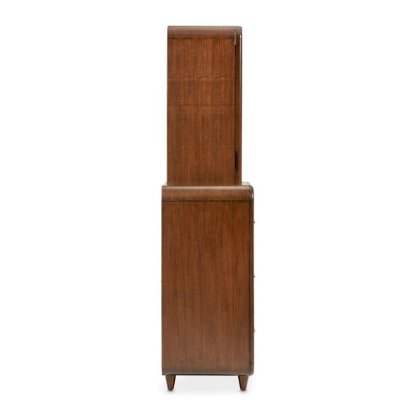 AICO Furniture Mason Park Offset Chest with Storage Mirror in Umber - Furniture Land (Milwaukee, WI)