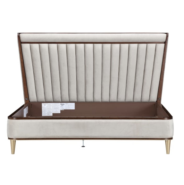 AICO Furniture Houston California King Channel Tufted Bed in Walnut - Furniture Land (Milwaukee, WI)