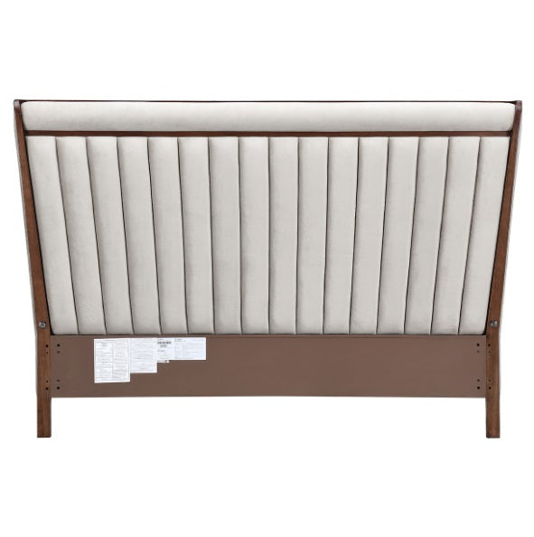 AICO Furniture Houston Queen Channel Tufted Bed in Walnut - Furniture Land (Milwaukee, WI)