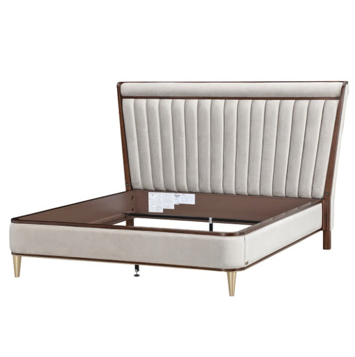 AICO Furniture Houston California King Channel Tufted Bed in Walnut - Furniture Land (Milwaukee, WI)