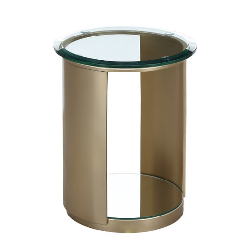AICO Furniture Houston Chairside Table in Brushed Gold - Furniture Land (Milwaukee, WI)