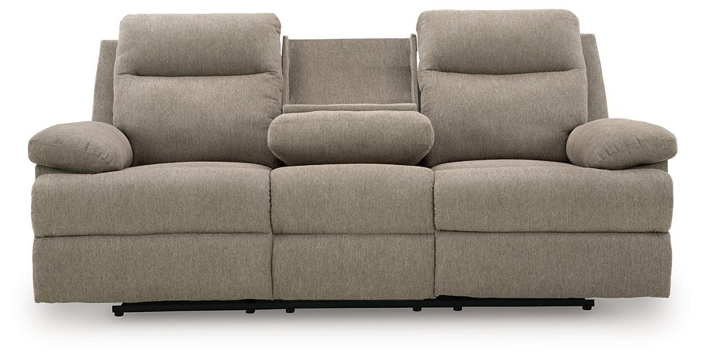 Side-Swipe Reclining Sofa with Drop Down Table - Furniture Land (Milwaukee, WI)