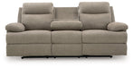 Side-Swipe Reclining Sofa with Drop Down Table - Furniture Land (Milwaukee, WI)