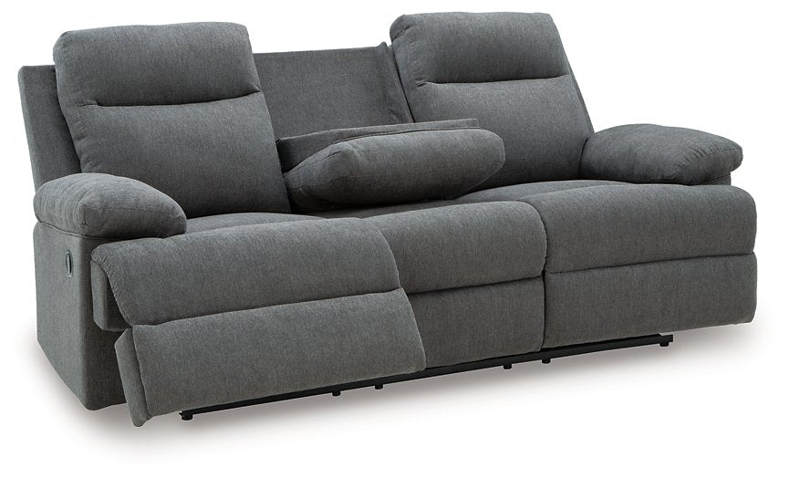 Side-Swipe Reclining Sofa with Drop Down Table - Furniture Land (Milwaukee, WI)