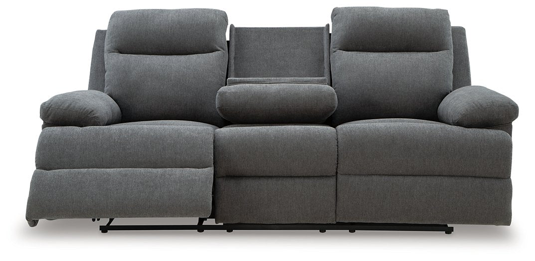 Side-Swipe Reclining Sofa with Drop Down Table - Furniture Land (Milwaukee, WI)