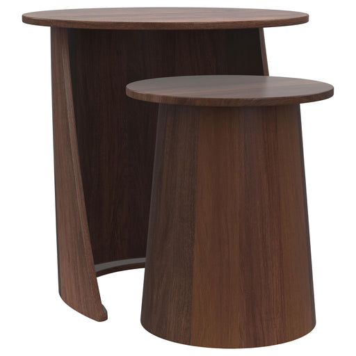 Yency 2-piece Round Mango Wood Nesting Table Set Dark Brown - Furniture Land (Milwaukee, WI)