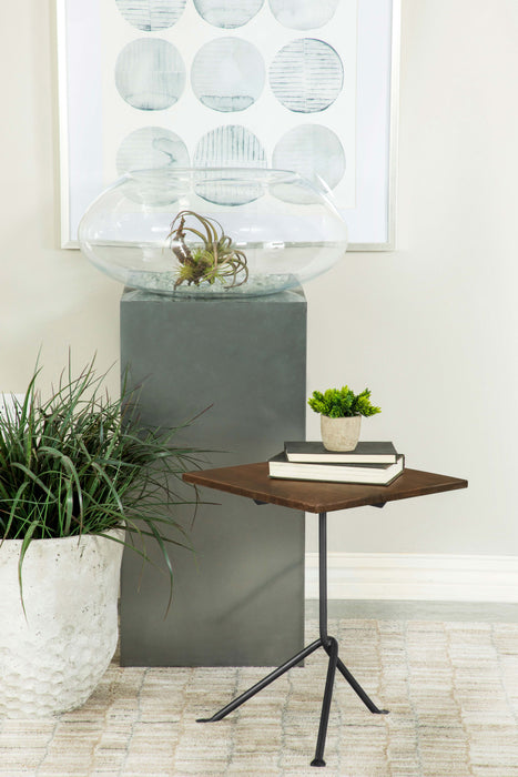 Heitor Square Accent Table with Tripod Legs Dark Brown and Gunmetal - Furniture Land (Milwaukee, WI)