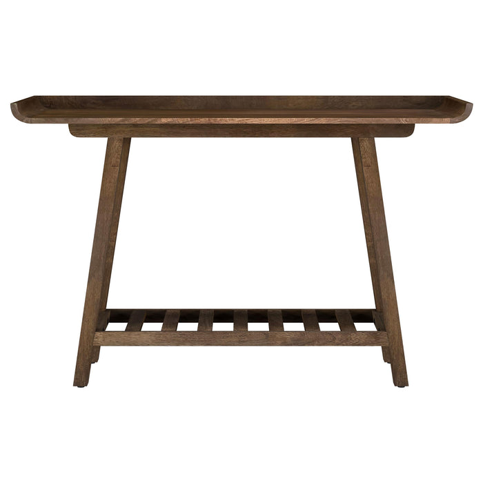 Ornelas 46-inch Console Table with Slatted Shelf Mango Brown - Furniture Land (Milwaukee, WI)