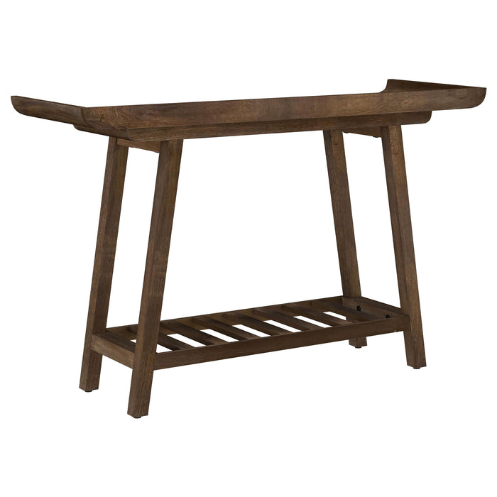 Ornelas 46-inch Console Table with Slatted Shelf Mango Brown - Furniture Land (Milwaukee, WI)