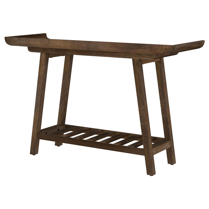 Ornelas 46-inch Console Table with Slatted Shelf Mango Brown - Furniture Land (Milwaukee, WI)