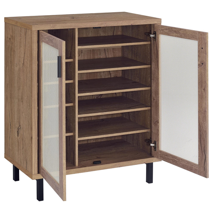 Teller 2-door Shoe Storage Cabinet Natural Oak - Furniture Land (Milwaukee, WI)