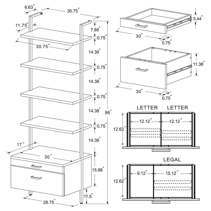 Owens 3-piece 96-inch Wall Mounted Bookshelf Set Walnut - Furniture Land (Milwaukee, WI)