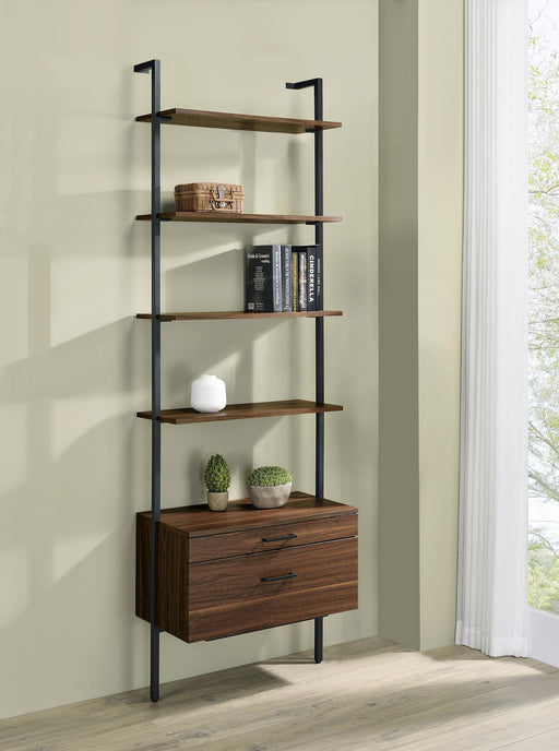 Owens 96-inch 4-shelf Storage Wall Bookshelf Walnut - Furniture Land (Milwaukee, WI)