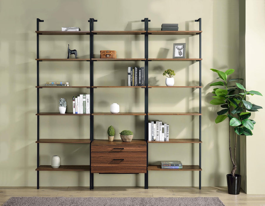Owens 96-inch 4-shelf Storage Wall Bookshelf Walnut - Furniture Land (Milwaukee, WI)