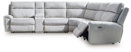 Social Pointe Reclining Sectional with Storage Console - Furniture Land (Milwaukee, WI)
