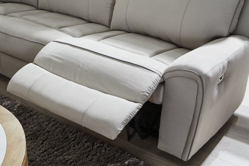 Social Pointe Reclining Sectional with Storage Console - Furniture Land (Milwaukee, WI)