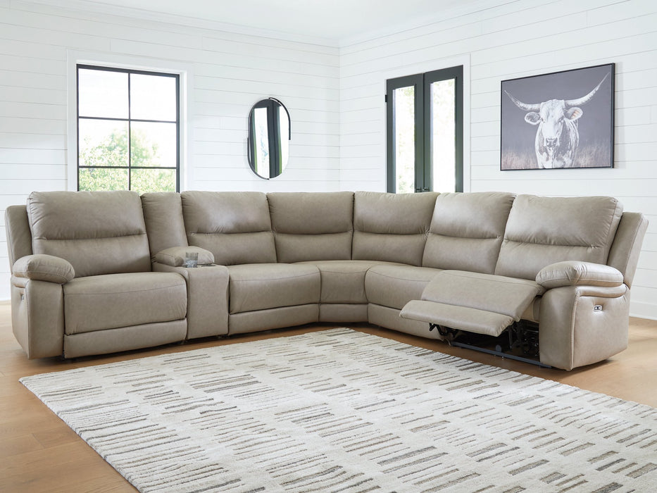 Narwhal Place Reclining Sectional with Storage Console - Furniture Land (Milwaukee, WI)