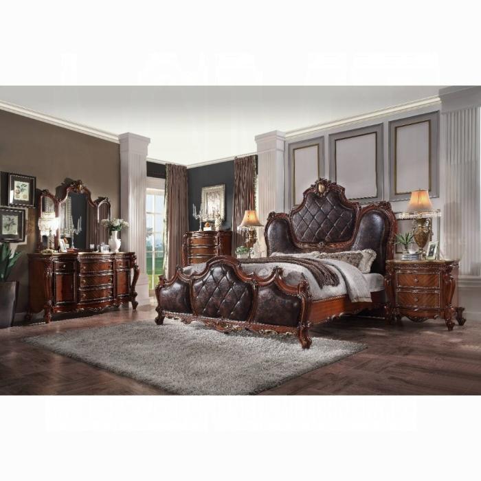 Picardy PU & Cherry Oak Queen Bed - Furniture Land (Milwaukee, WI)