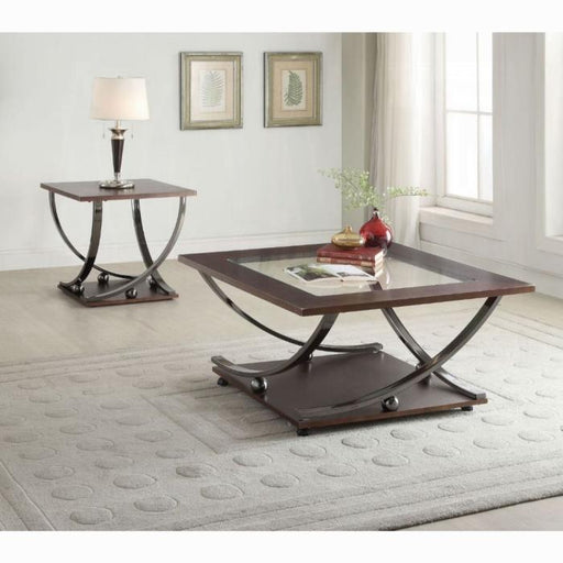 Isiah Black Nickel & Clear Glass Coffee Table - Furniture Land (Milwaukee, WI)