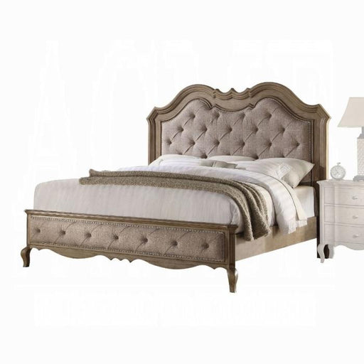 Chelmsford Beige Fabric & Antique Taupe Queen Bed - Furniture Land (Milwaukee, WI)