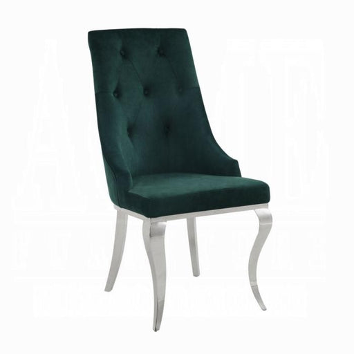 Dekel Green Fabric & Stainless Steel Side Chair - Furniture Land (Milwaukee, WI)