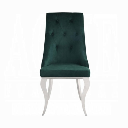 Dekel Green Fabric & Stainless Steel Side Chair - Furniture Land (Milwaukee, WI)