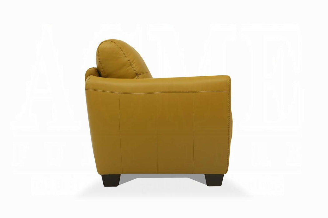 Valeria Mustard Leather Sofa - Furniture Land (Milwaukee, WI)