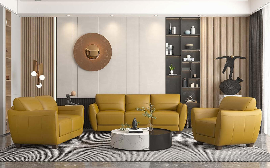 Valeria Mustard Leather Sofa - Furniture Land (Milwaukee, WI)