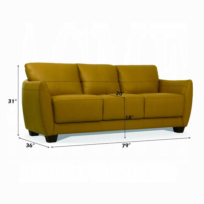 Valeria Mustard Leather Sofa - Furniture Land (Milwaukee, WI)