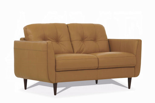 Radwan Camel Leather Loveseat - Furniture Land (Milwaukee, WI)