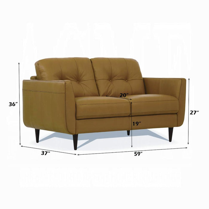 Radwan Camel Leather Loveseat - Furniture Land (Milwaukee, WI)