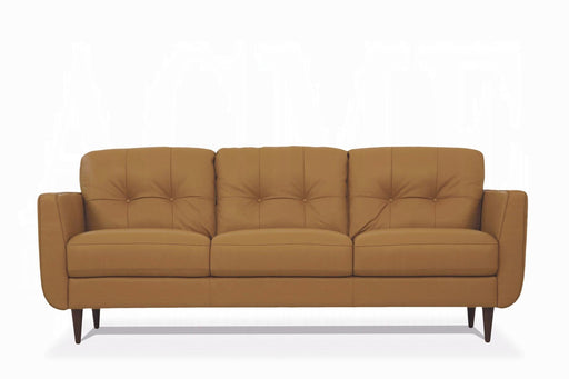 Radwan Camel Leather Sofa - Furniture Land (Milwaukee, WI)
