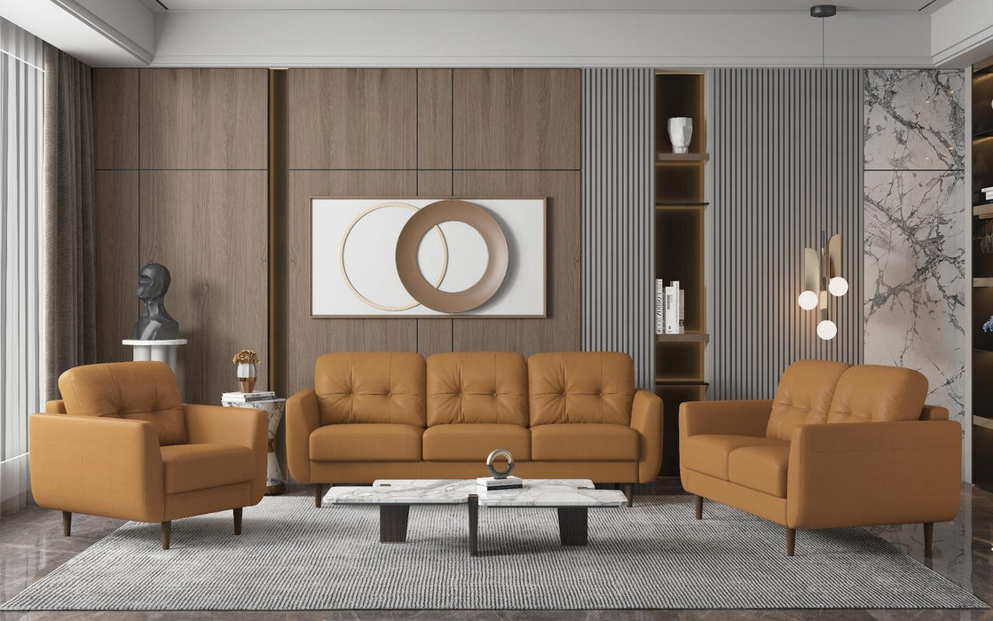 Radwan Camel Leather Sofa - Furniture Land (Milwaukee, WI)