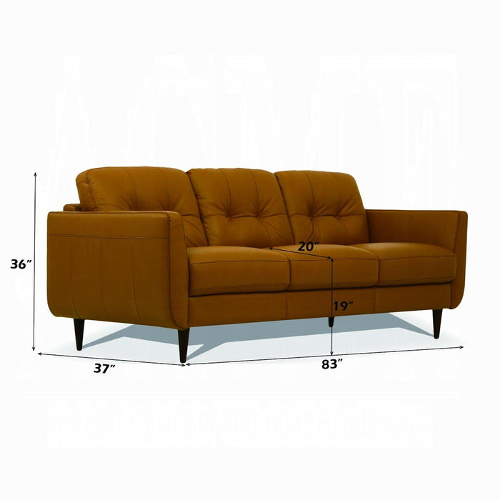 Radwan Camel Leather Sofa - Furniture Land (Milwaukee, WI)