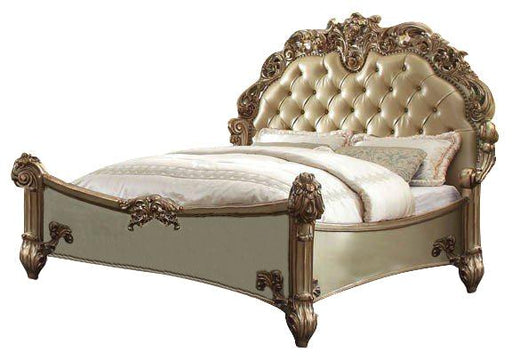 Acme Vendome Button Tufted Queen Bed in Gold Patina 23000Q - Furniture Land (Milwaukee, WI)