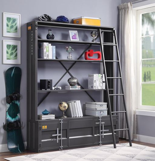 Cargo Gunmetal Bookshelf & Ladder - Furniture Land (Milwaukee, WI)