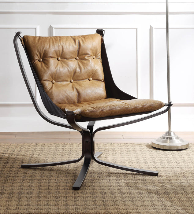 Carney Coffee Top Grain Leather Accent Chair - Furniture Land (Milwaukee, WI)