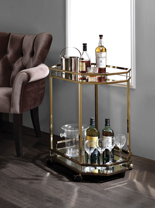 Lacole Champagne & Mirror Serving Cart - Furniture Land (Milwaukee, WI)