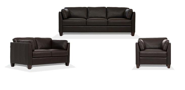 Matias Chocolate Leather Sofa - Furniture Land (Milwaukee, WI)