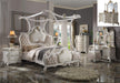 Picardy Fabric & Antique Pearl Eastern King Bed (Canopy) - Furniture Land (Milwaukee, WI)