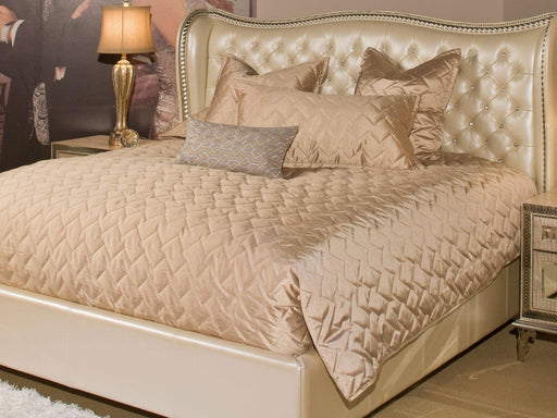 AICO Cosmopolitan 3-pc Queen Coverlet Set in Champagne - Furniture Land (Milwaukee, WI)