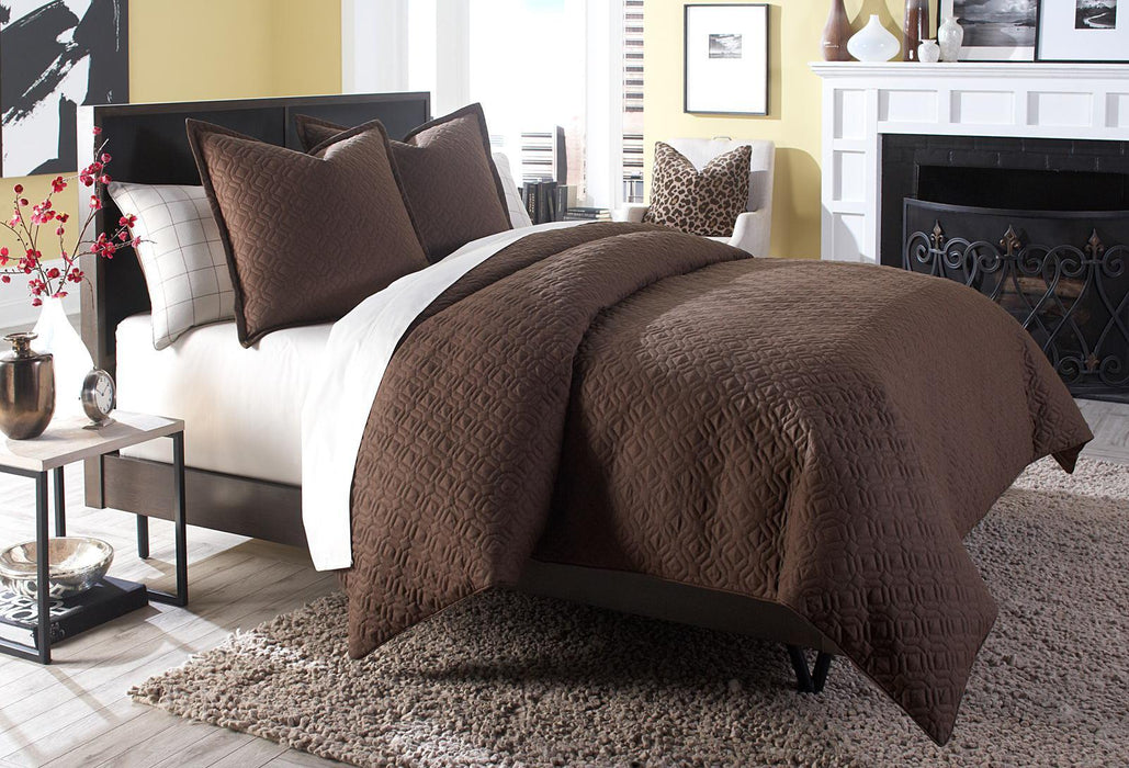 AICO Leigh 3-pc King Coverlet/Duvet Set in Cocoa - Furniture Land (Milwaukee, WI)
