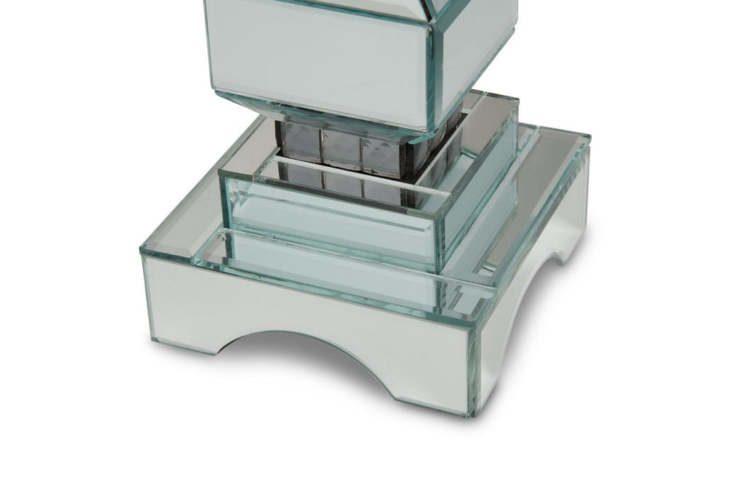 AICO Montreal 2-Tier Mirrored Candle Holder w/Crystal Accents (2/pack) - Furniture Land (Milwaukee, WI)