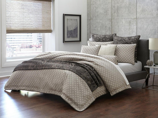AICO Paragon 9-pc Queen Comforter Set in Taupe - Furniture Land (Milwaukee, WI)